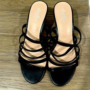 Black strappy wedges, size 8 1/2 M. Charles by Charles David